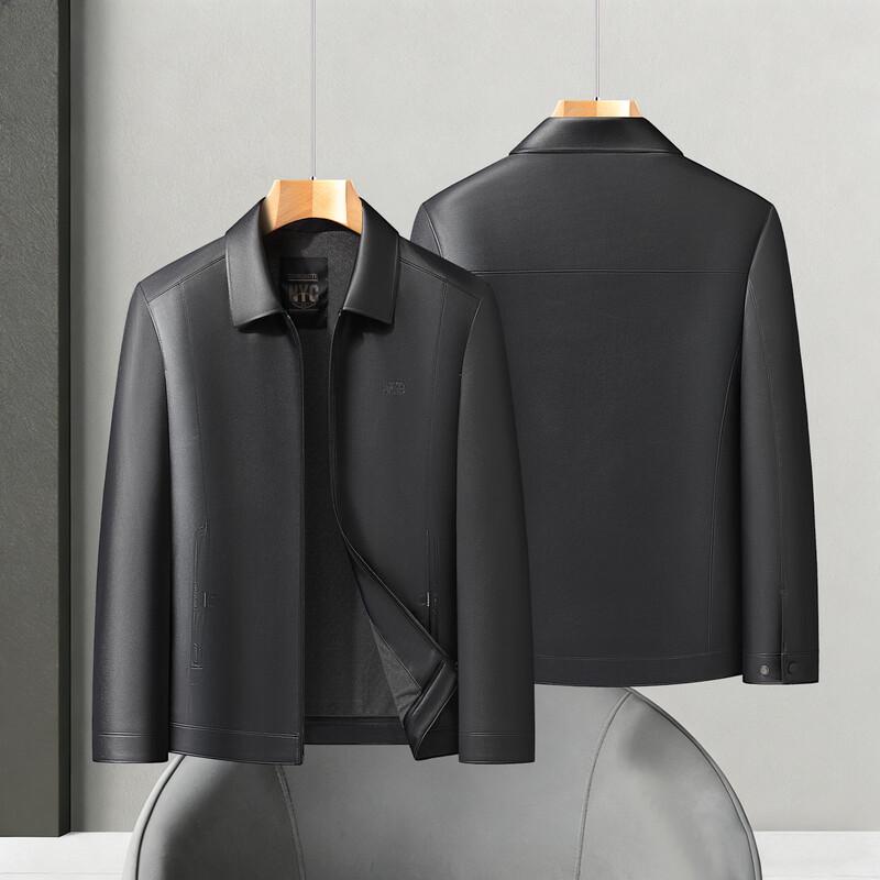 Dibinze Men's Plus Size Lapel Faux Leather Jacket