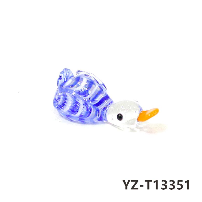 Colorful Cute Glass Duck Mini Figurine Craft Ornament Easter Animal Tiny Statues Home Table Micro Fairy Garden Decor Accessories