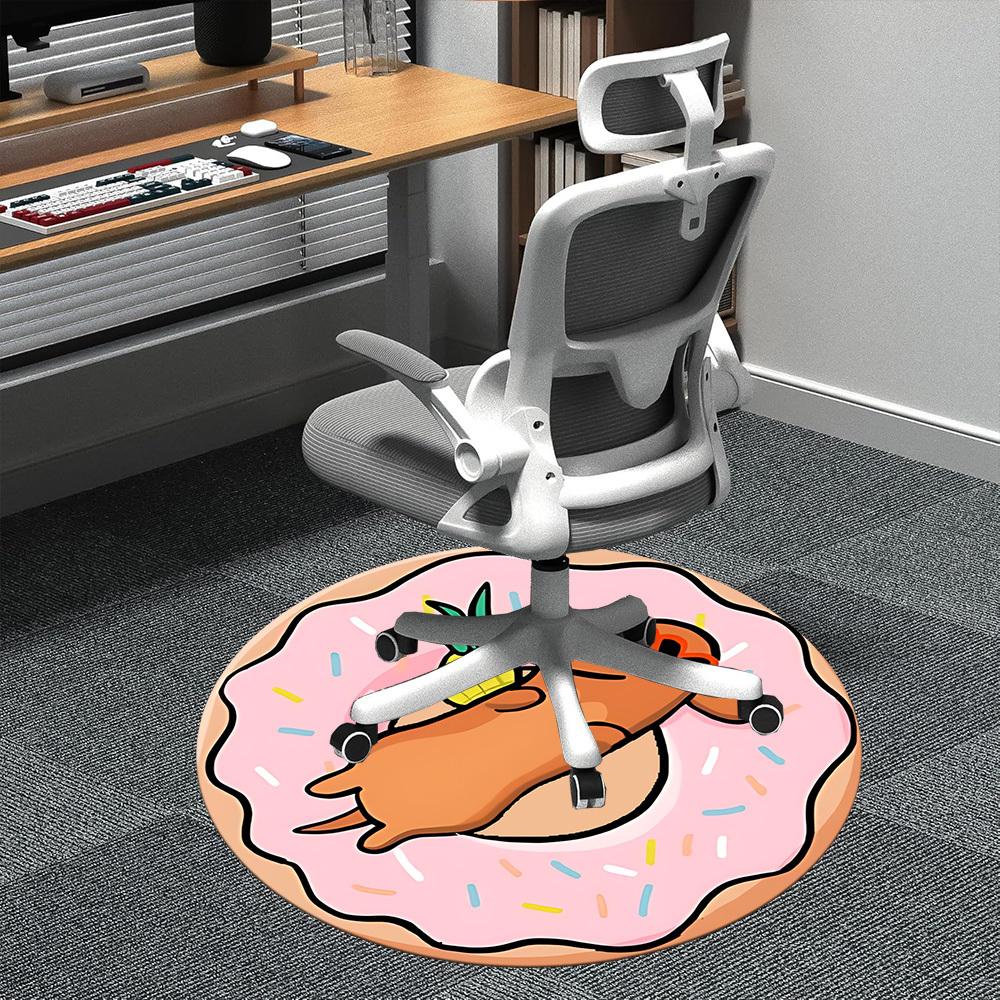 

1PC Donut Pineapple Office Round Area Rug, Indoor Mat Suitable ForOffice, Under Office Chairs Bedroom Living Room Home Decor, Room Deco f175 80cm by 80cm