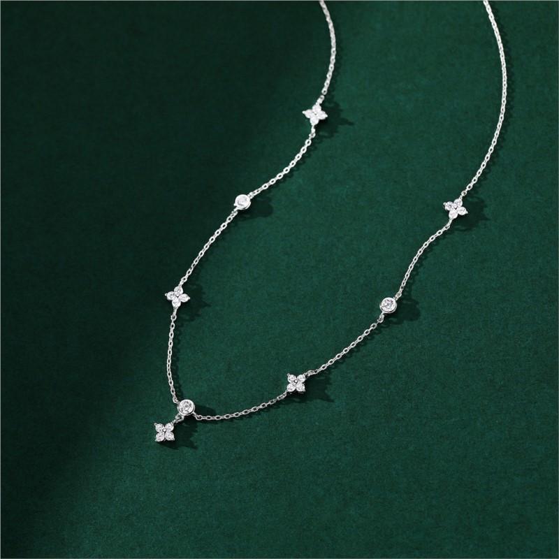 Intarsien Zirkon Vier-blatt Blume Kette Halskette für Frauen Neue Nische Licht Luxus Hot Fashion Collares Choker Zubehör