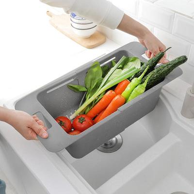 Vegetable Washing Basket Extendable Washing Bowl Food Drain Basket Sink Dish Drying Rack Pasta Strainer Portable Kitchen Gadgets