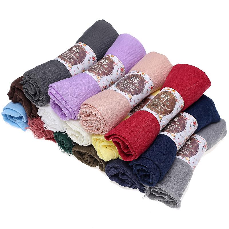 Muslim Fashion Women Crinkle Hijab Scarf Soft Solid Head Scarves Turban Shawls and Wraps Hijab femme musulman kopftuch