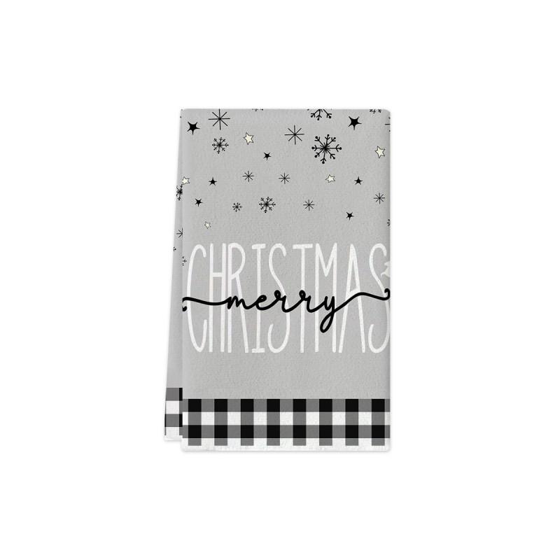 Christmas Kitchen Towel Nordic Style Snowman Print Dish Multipurpose Cotton Tea Home Holiday Decor