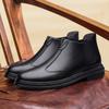 FashionGenuine Leather Men's Chelsea Boots Comfort Slip on Ankle Boots Fashion Elegantes Business Footwear Warm Plush Fur Winter Botas