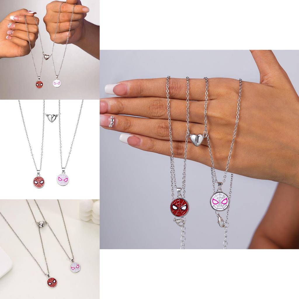 Spiderman Paar Magnetische Halskette mit Geometrischem Anhänger für Frauen