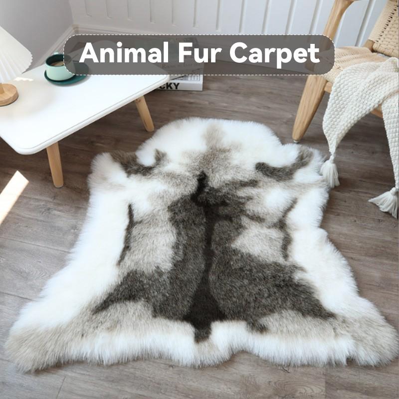 90x110cm Artificial Animal Fur Carpet Reindeer Blanket Luxury Fur Bedroom Bedside Carpet Living Room Sofa Chair Cushion Decor