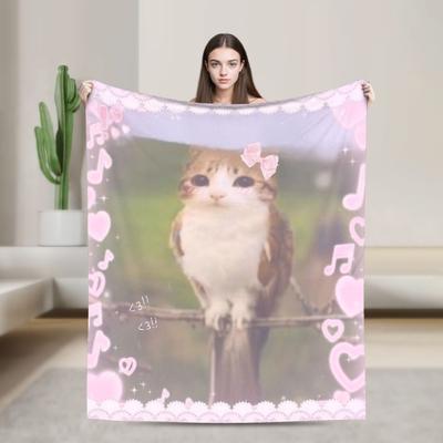 Meowl Kočka Sova Mém Deka Měkký Vzor Plyšová Přehozová Deka Na Pohovku Postel Cestování Letadlem Flanelová Přehoz na Postel Pokrývka na Postel