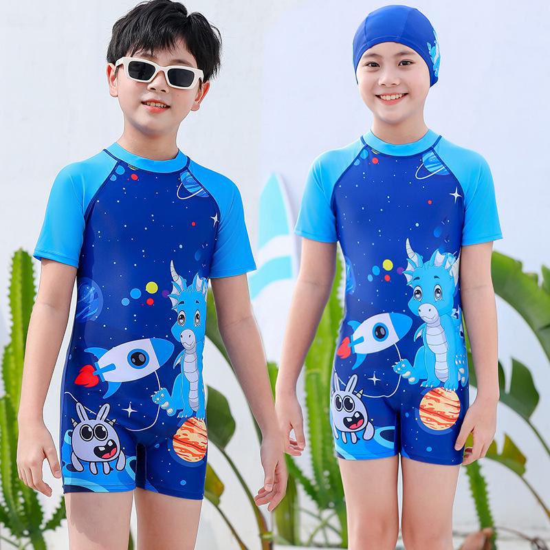 Boys  Quick-Dry One-Piece Swimsuit with Sun Protection - Customizable Surf & Dive Suit 150