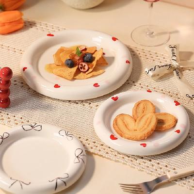 Home Western Food Round Plate Creative Steak Nordic Tableware White Ceramic Plate Main Course Kitchenware Kitchen Supplies
