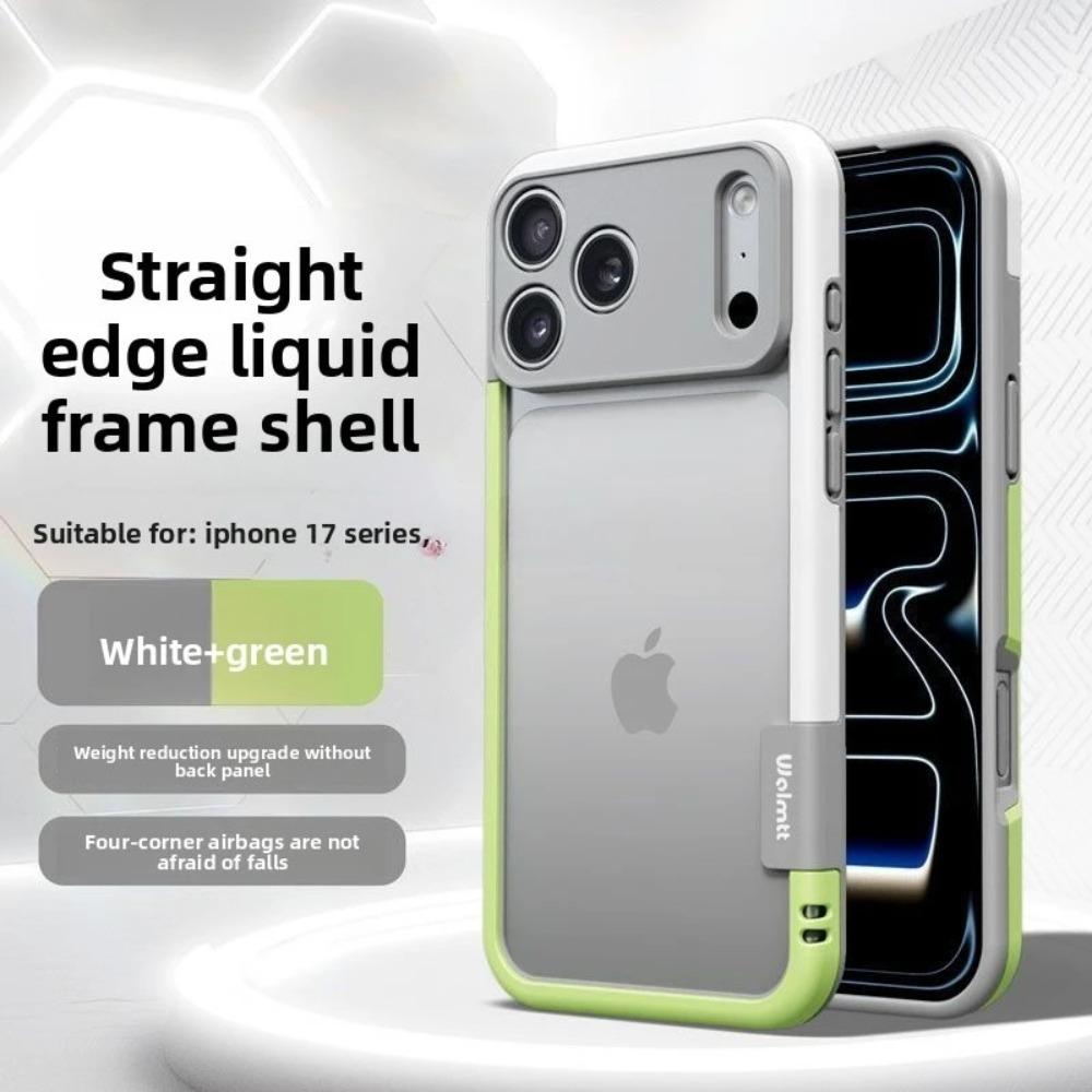 

Liquid Border Straight Edge Phone Case For iPhone 12 13 14 15 16 17 Pro Max Air Plus Full Lens Protector AntiFall Bumper Cover iPhone 14 Plus