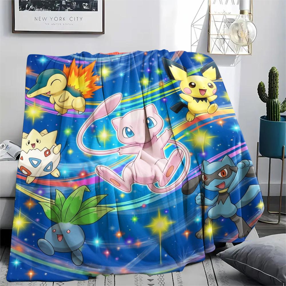 Pokemon Pikachu Print Cozy Warm Flannel Blanket Comfortable for Indoor Picnic Travel Bedroom Sofa.-TING 75x90cm