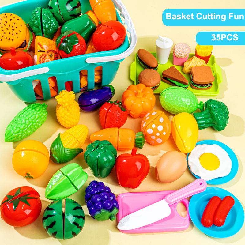 New 17/25/35/68PCS Simulation Children's Kitchen Food Cutting Toy Set Food Cutting Fruit and Vegetable Toys Children's Gifts