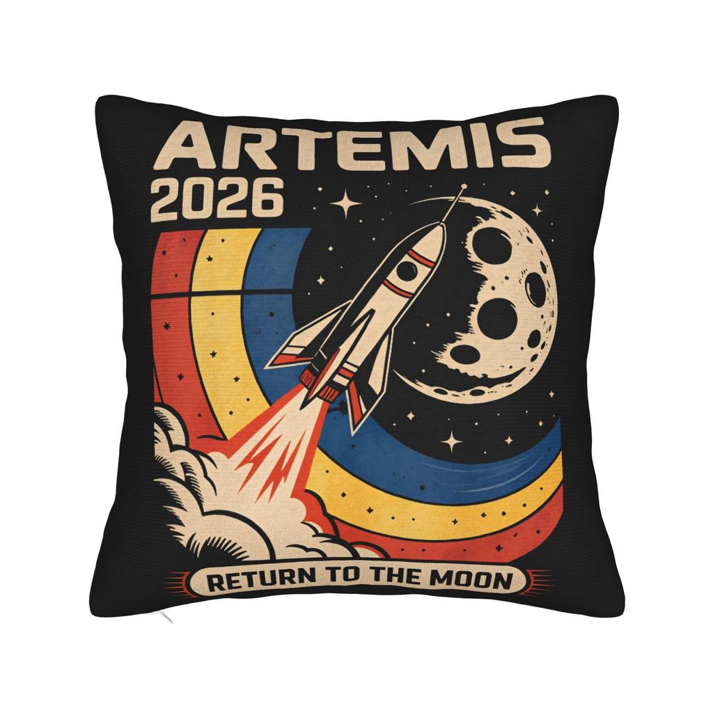 Artemis II 2026 Mission to the Moon Pillow Cover Retro Trendy Pillow Case For Chair Sofa Home Decor Soft Cushion Cover Present