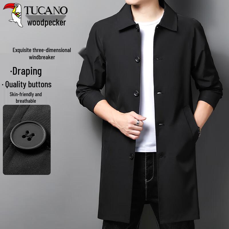 TUCANO Men's Autumn Mid-Length Business Casual Lapel Trench Coat