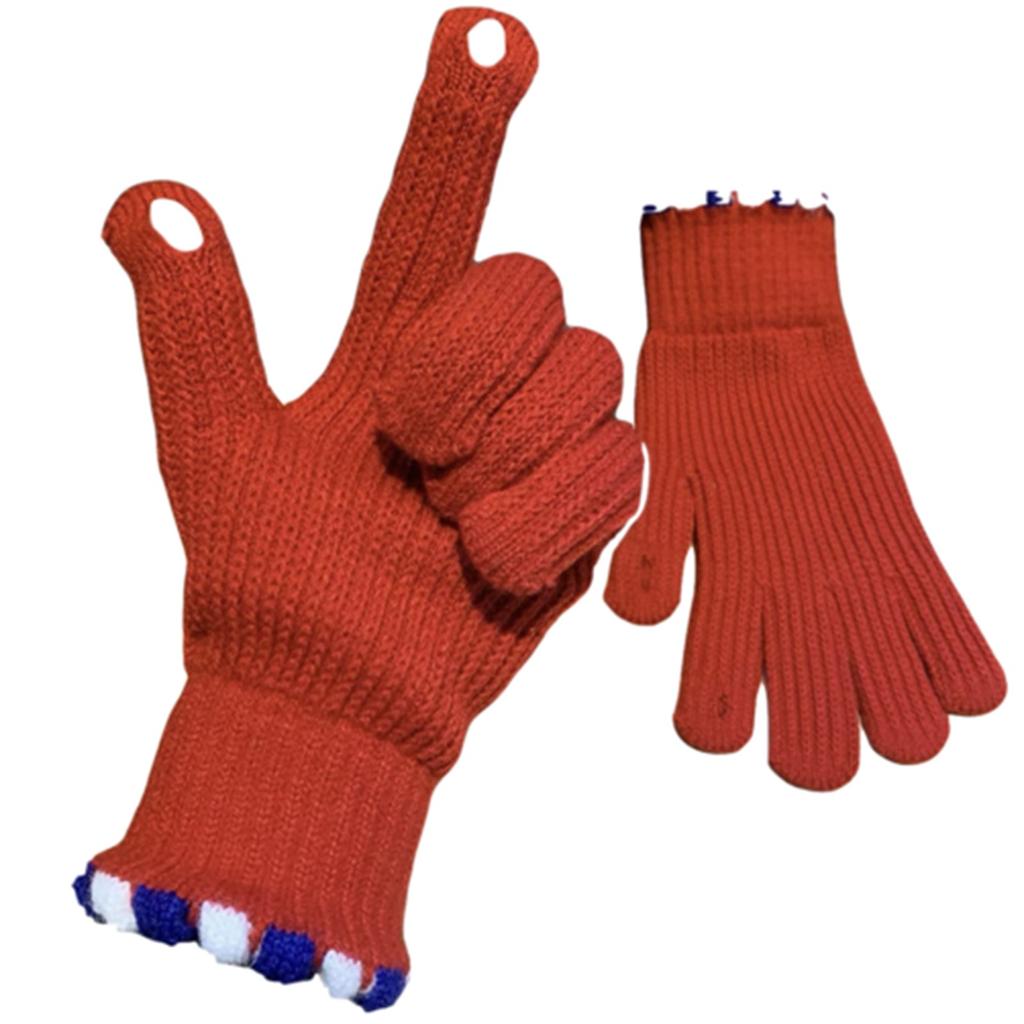Knitted Five Finger Gloves with Loop Design and Ribbed Cuffs for Everyday Use and Comfortable Hand Protection