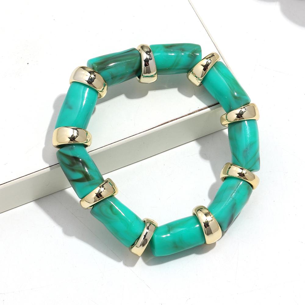 Vintage Acrylic Bamboo Beads Bracelets for Women Fashion Resin Chunky Tube Beaded Stretchy Stackable Bracelet New Jewelry Gift