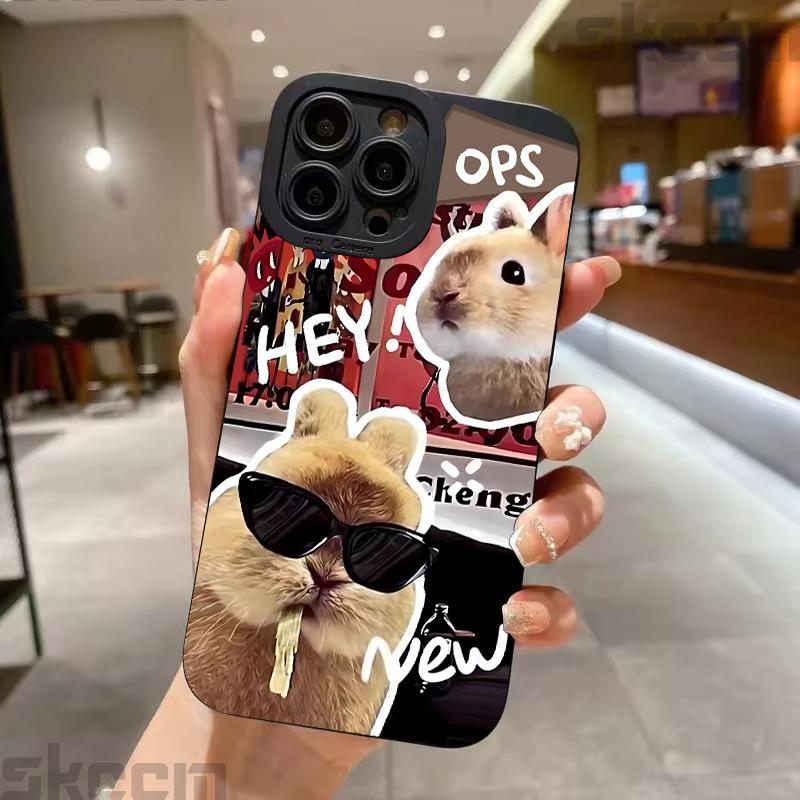 Cute Cool Cartoon Sunglasses Cat Rabbit Phone Case For Samsung Galaxy A35 A54 A55 S25 S24 S23 S22 S21 S20 Ultra Plus FE Cover