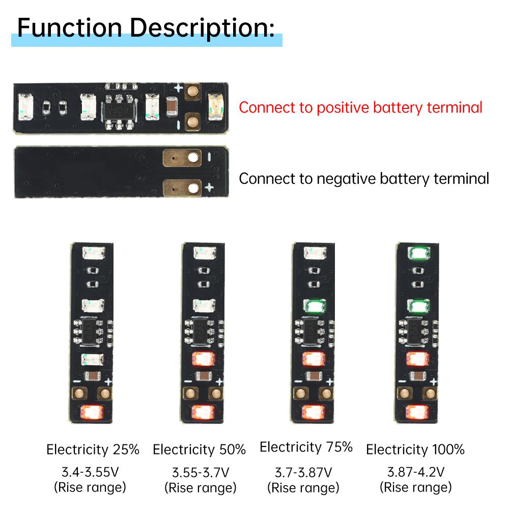 DC 3.7-4.2V Mini Power Meter Iindicator LED Light 1S Ternary Lithium Battery Power Display Module Power Display Module