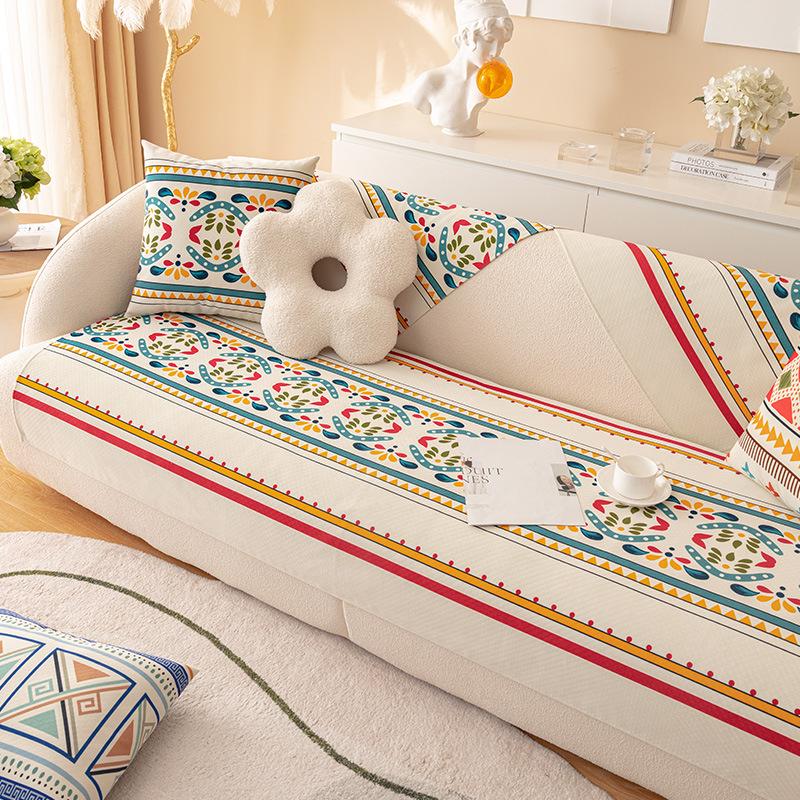 Sofa Kissen Vier Jahreszeiten Universal Böhmischer Ins Stil Rückenlehne Handtuchbezug Stoff All-Inclusive Rutschfester Sofaüberwurf Handtuch Verdickt