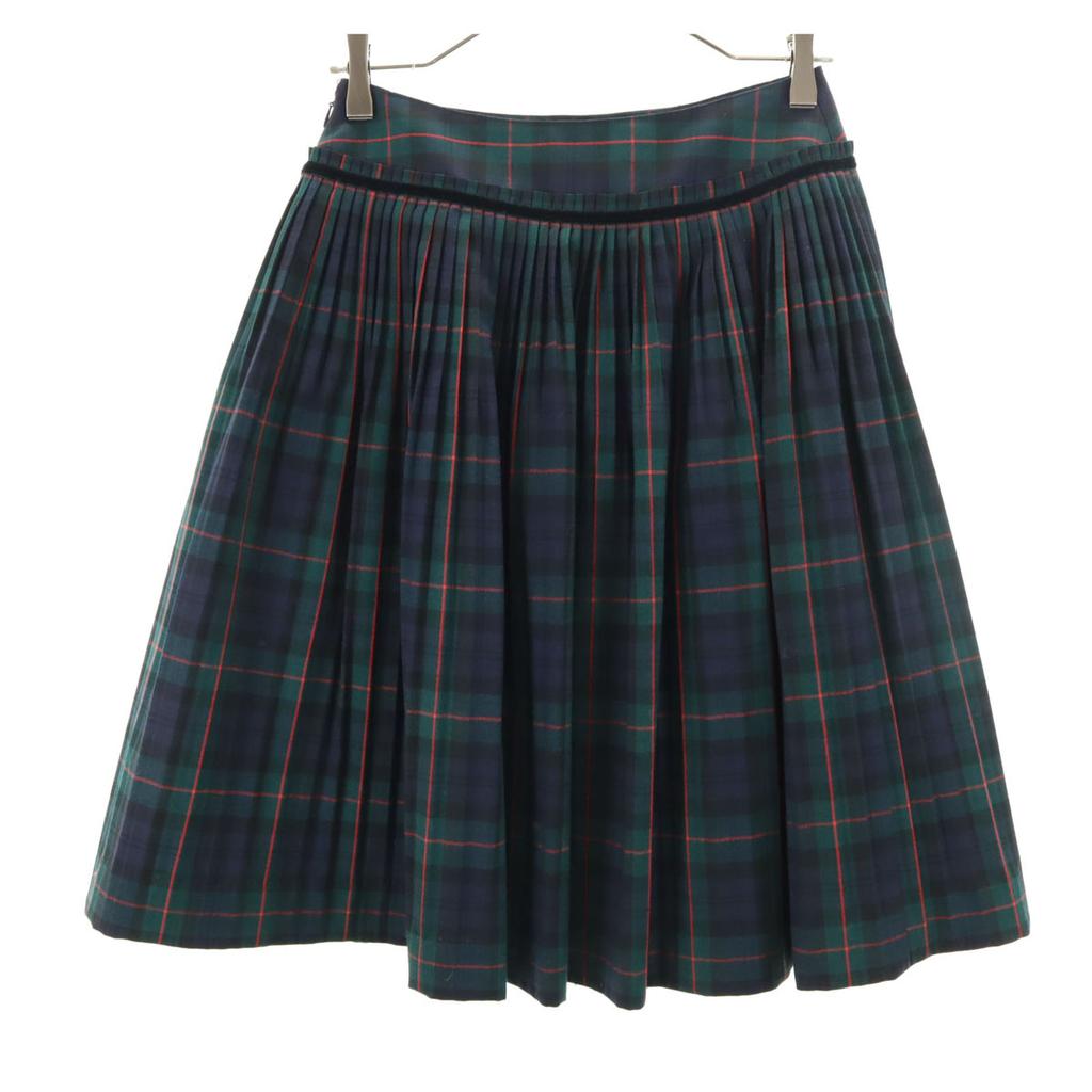 KEITA MARUYAMA Black Watch Midi Length Pleated Skirt Deep Green Women Used