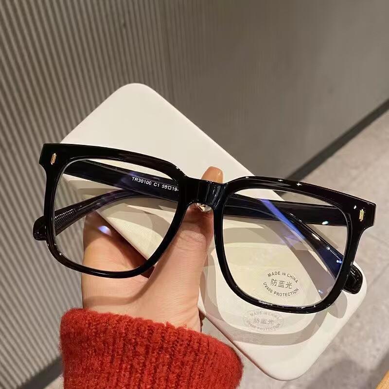 

Retro Large Frame Anti Blue Light Flat Glasses Thick Black Frame Glasses Unlimited Number of Extremely Simple Plain Optical Glasses чёрный
