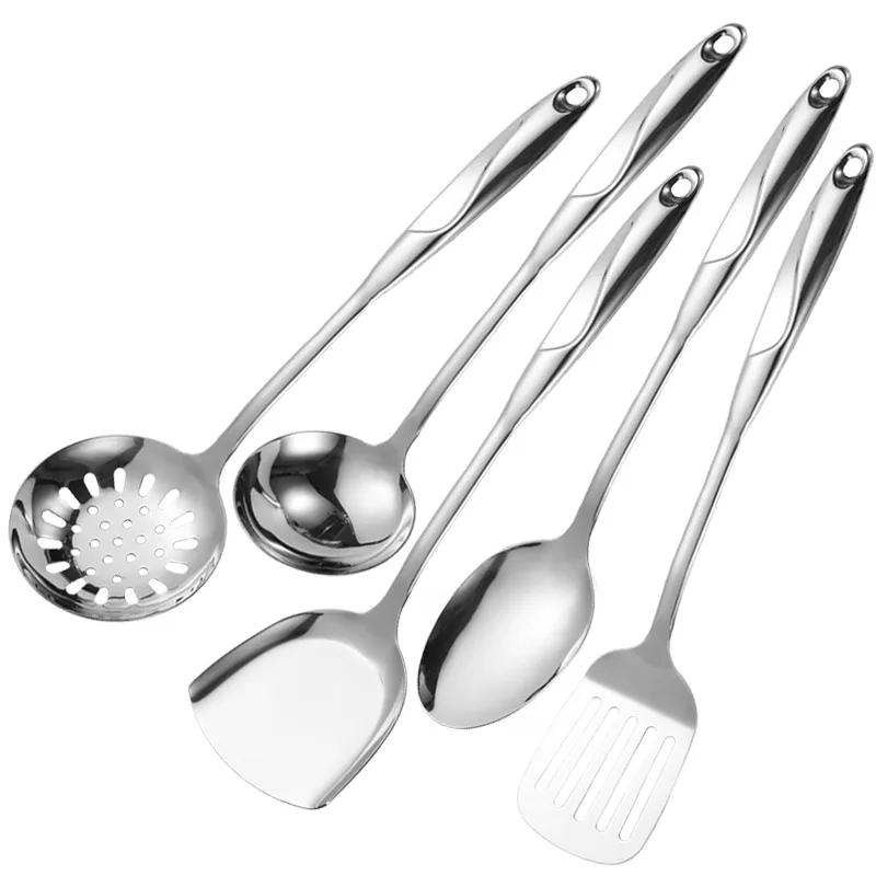 Non-Magnetic S-Shaped Stainless Steel Handle Kitchen Utensils Set Six Pieces Hollow Handle Wok Spatula Mermaid Porridge Spoon