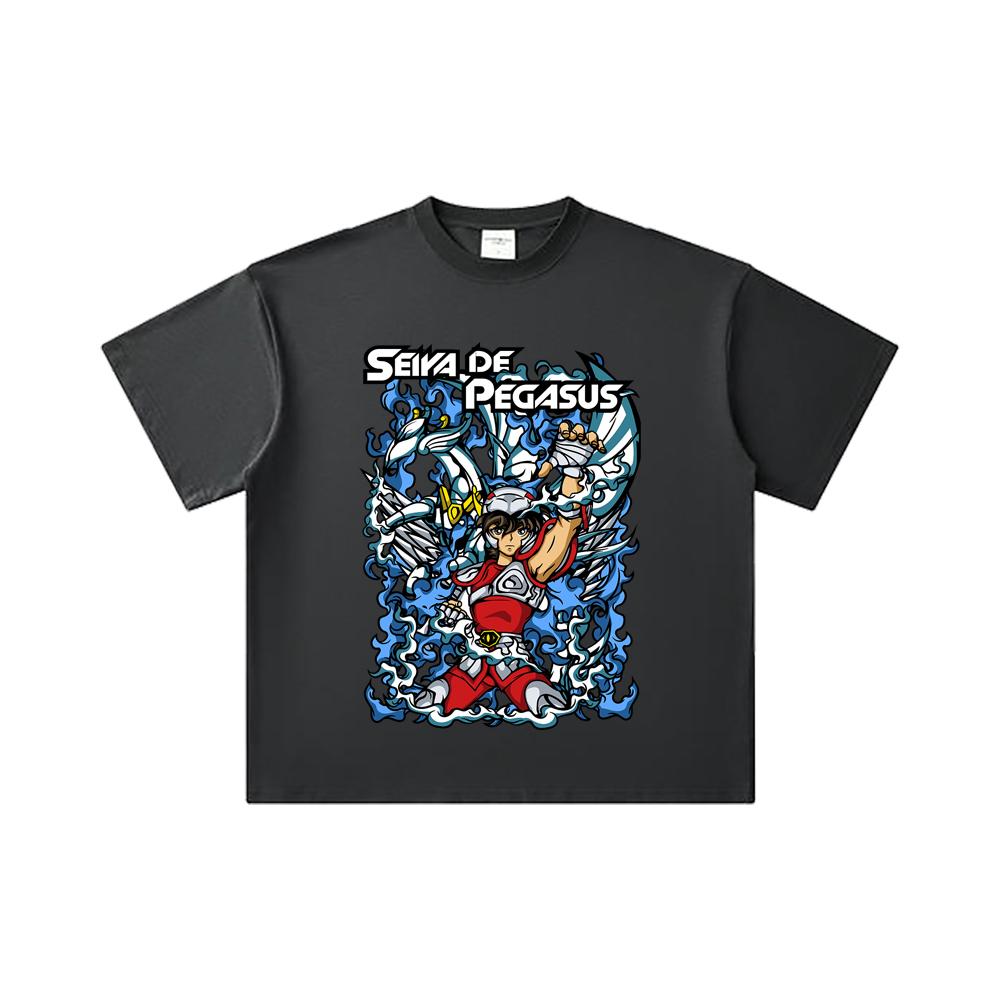 260 GSM Double Yarn 32 Count 100% Cotton Saint Seiya V15 Pegasus Print Unisex Heavy Cotton T Shirt… More
