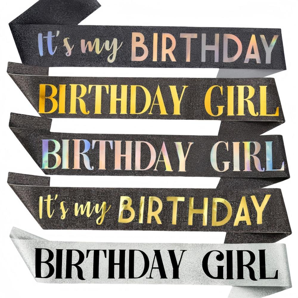 Birthday Party Shoulder Strap. Glitter Etiquette Sash. “birthday Girl Queen”. Birthday Girl Waist Belt. Ribbon.