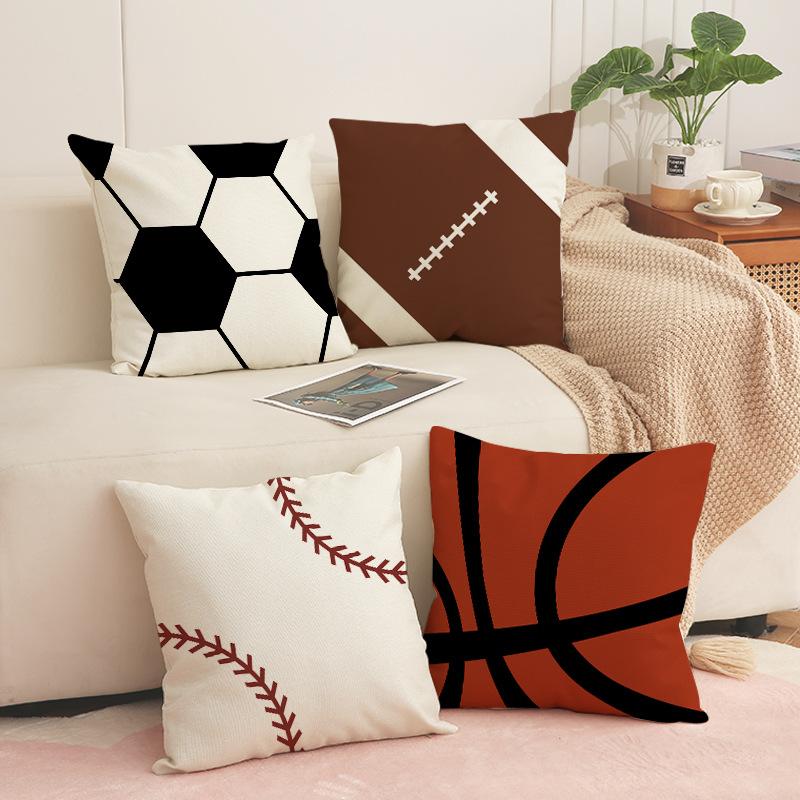 Einfacher und bequemer Sofakissenbezug Fußball Rugby Druck Kissen Heimdekoration Kissen Büro Nickerchenkissen