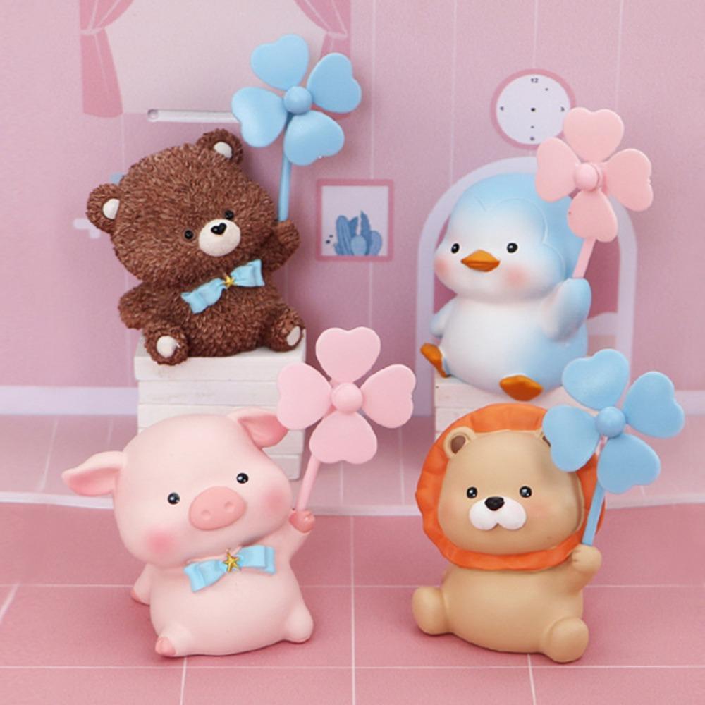 Bear Animals Figures Penguin Landscape Decoration Animal Model Animal Windmill Figurines  Kid Gifts