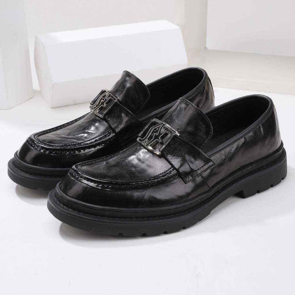 22 Men'S Shoes Tire Cowhide Loafers One-Pedal Lazy Shoes British Business Leather Shoes Men'S Casual Leather Shoes