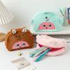 Plush Loopy Pencil Case: Cute Japanese Cartoon Stationery & Large Capacity Makeup Bag - Small Beaver Design