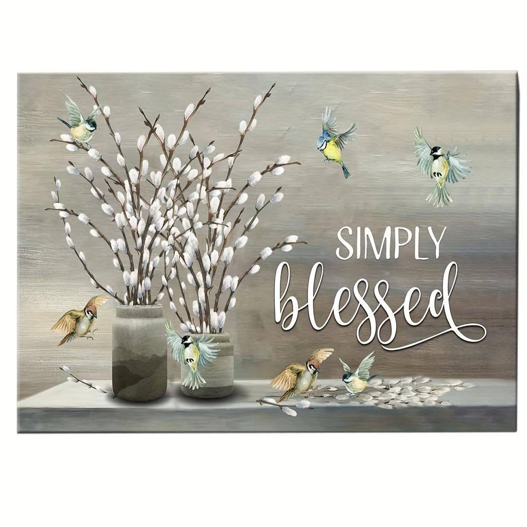 Christian Canvas Artwork Featuring The Phrase 'Simply Blessed' This Inspirational Wall Decoration Is an Elegant Canvas Print Suitable for Living Room