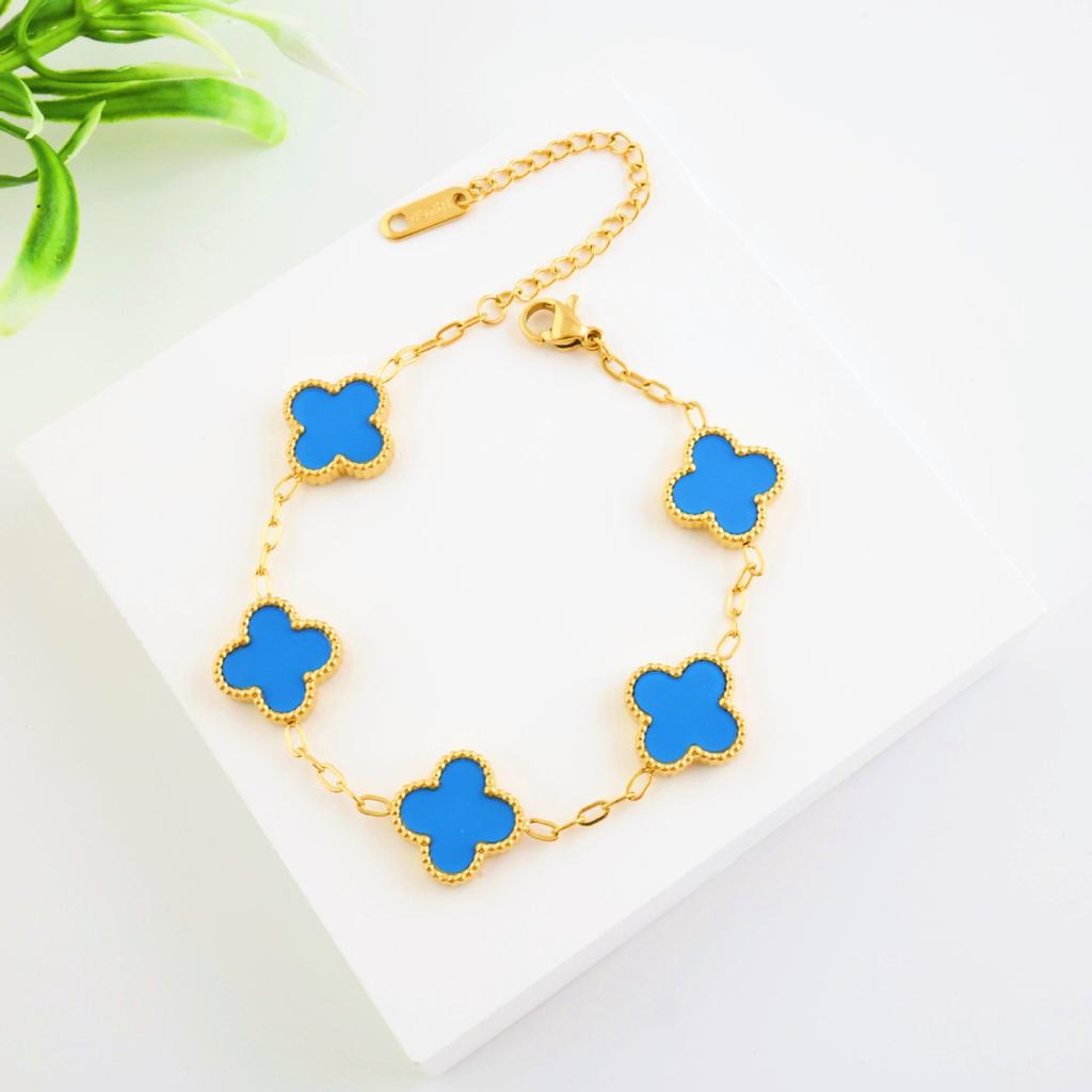 High-end Fashion Titanium Steel Double-sided Four-leaf Clover Bracelet for Women Elegant Style Bracelet