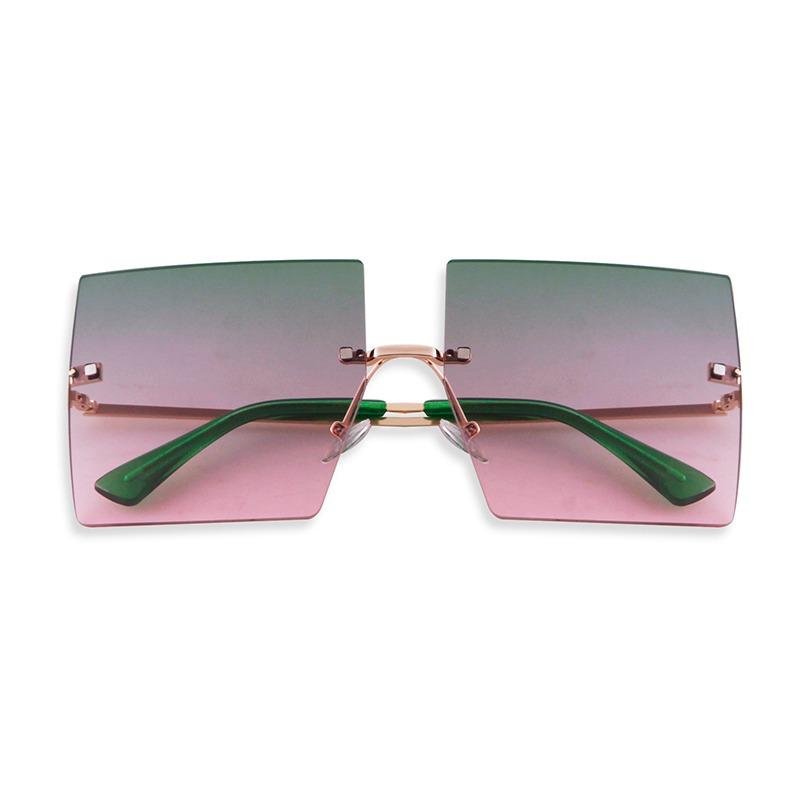 Fashion Oversized Square Rimless Sunglasses Women Men Designer Ocean Blue Pink Lens Frameless Sun Glasses Gradient Shades S30D