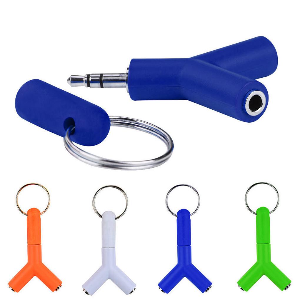 Divisor em Y de 3,5 mm Fone de Ouvido Jack Duplo Adaptador de Áudio Feminino Design de Chaveiro