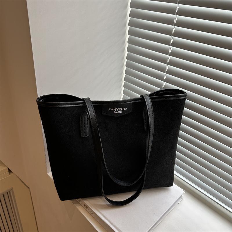 

Ретро большая сумка-тоут женская сумка новая повседневная модная сумка-тоут простая текстура сумка на плечо подмышку чёрный