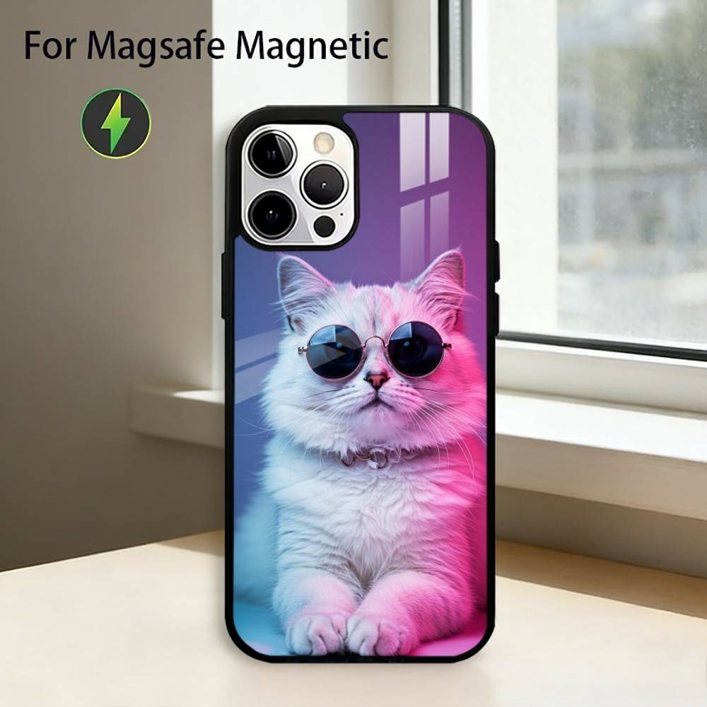 Aesthetic Cat Portraits Phone Case For iPhone17,16,15,14,13,12,11 Plus,Pro Magnetic with Magsafe Wireless Charging