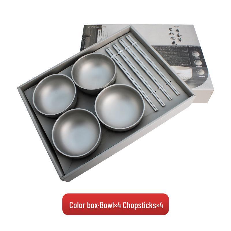 Titanium Bowl & Double-layer Chopsticks Set - Anti-scald, Household & Outdoor Camping Utensils