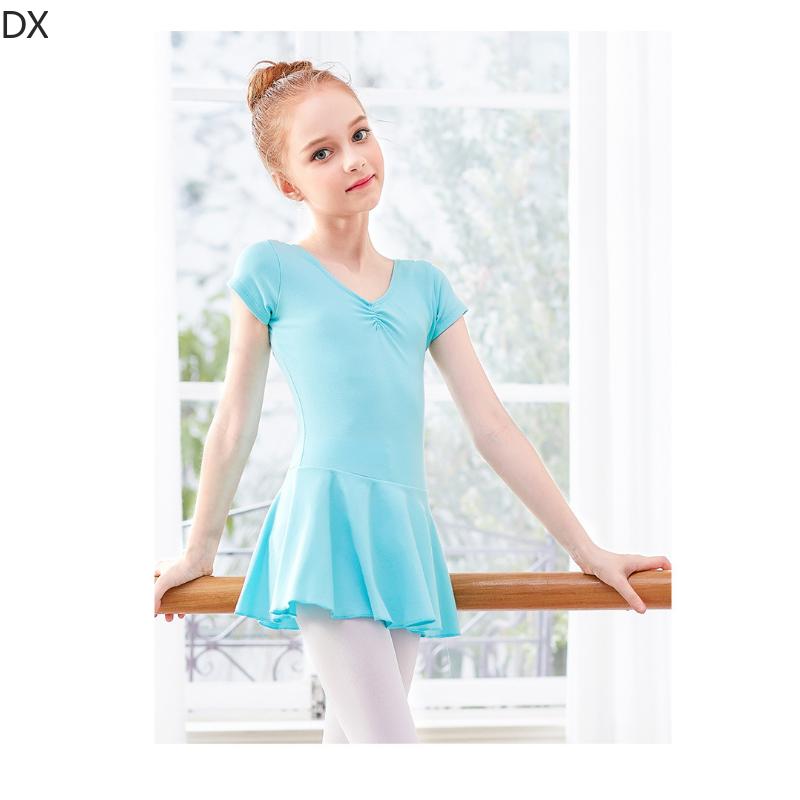DX-Dance Costume Kids Costume Spring Short Sleeve Girls Bow Ballet Dress Girl