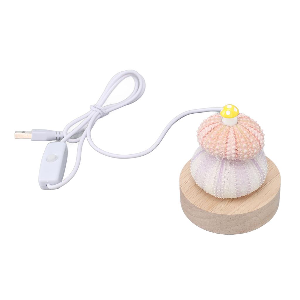 LED Night Lamp Warm White USB Plug In Natural Shell Body Cute Mushroom Decor Bedside Night Light