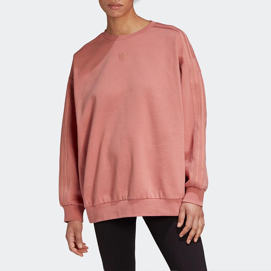 adidas Originals Sweatshirts Women's Smoke Gray Pink Crew Neck Moderate Regular GM6696