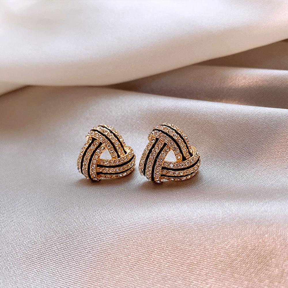Shiny Micro-inlaid Rhinestone Earrings for Women Zircon Earrings Geometric Cross Stud Earring Daily Life Earwear  Gift