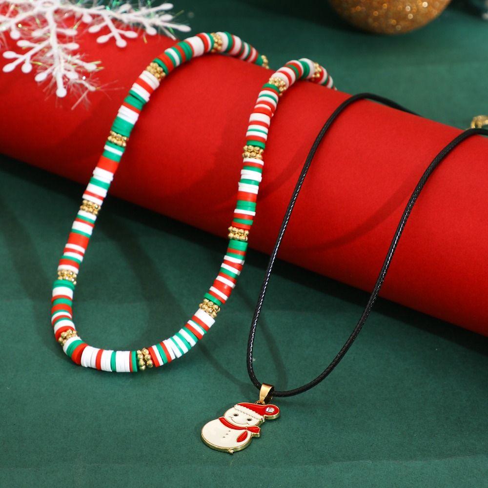 2/3/4pcs/set Santa Multi-layer Christmas Necklace Cartoon Cartoon Pendant Choker  Festival