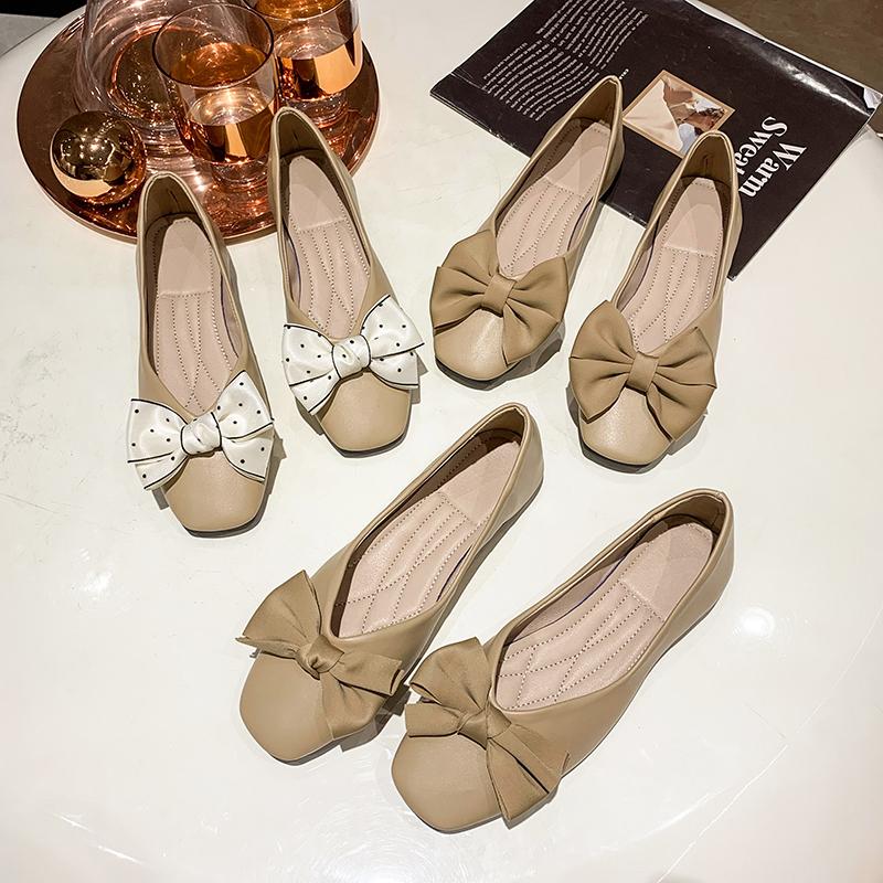Arrivée Printemps Été Nœud Confortable Décontracté Couleur Unie Élégantes Chaussures pour Femmes Plates Peu Profondes Respirantes