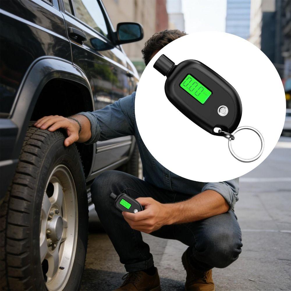 Keychain Style Digital Keychain Tire Pressure Gauge Digital LCD Display Vehicle Maintenance