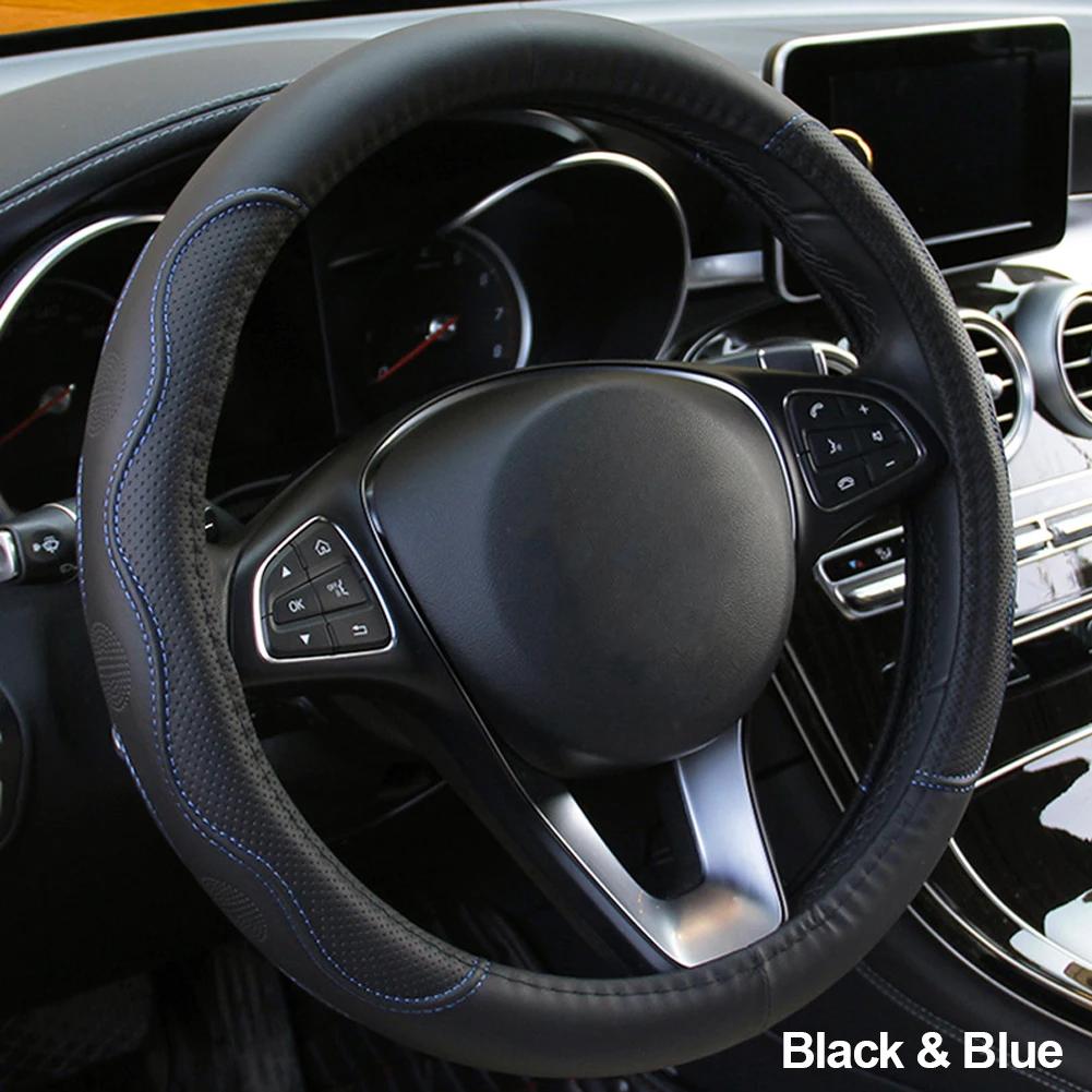 38cm Universal Steering Wheel Cover Soft Artificial Leather Braid Steering Wheel Cover Sport Styling Cover Interior Accessories