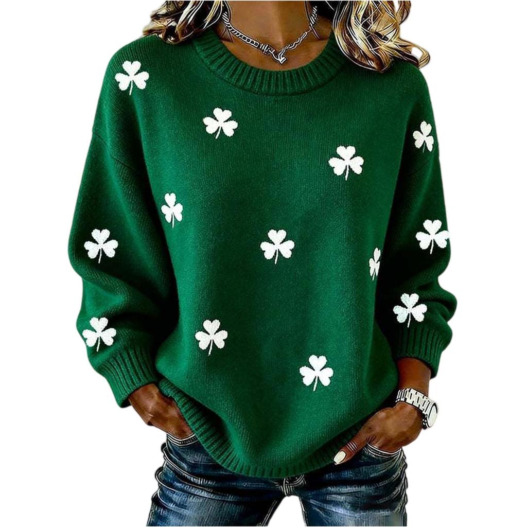 Damen Pullover mit Rundhalsausschnitt und langen Ärmeln