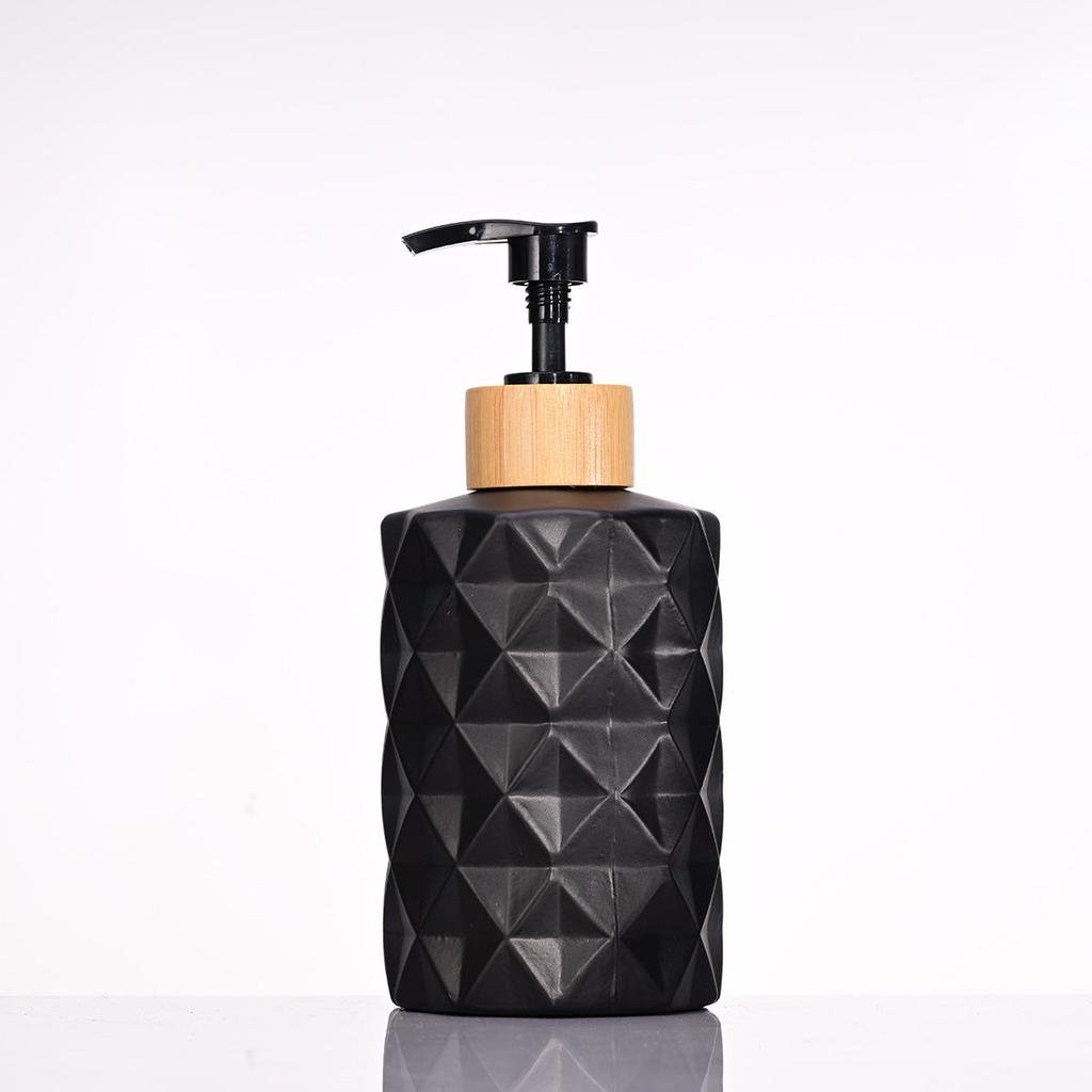 Rhombus Glass Soap, Shampoo & Lotion Dispenser Bottle - Press-Type Refillable