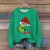 Women's Christmas Print Cardigan Long Sleeve Round Neck Knit Top